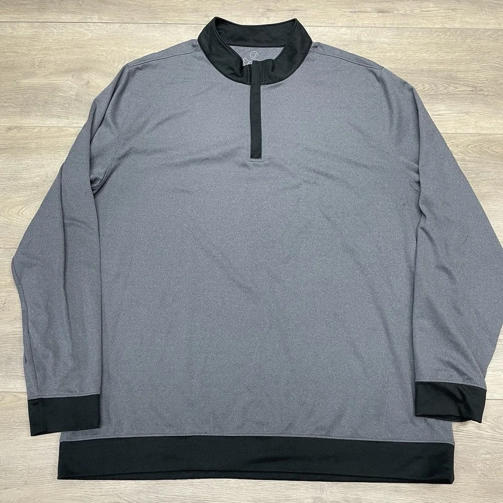 Swannies Gray 1/4 Zip Golf Pullover Men Sz XXL STAIN Casual Preppy